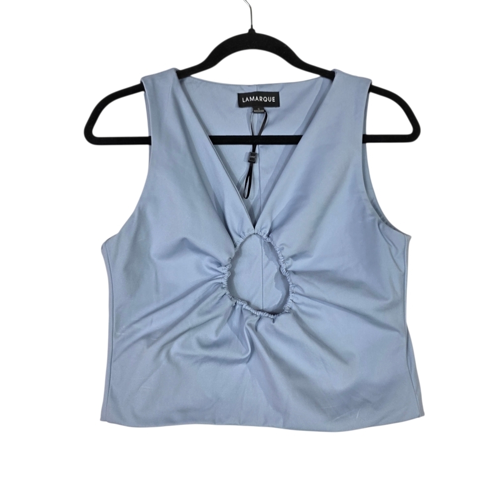 LAMARQUE V neck Light Blue Top with Keyhole front Design